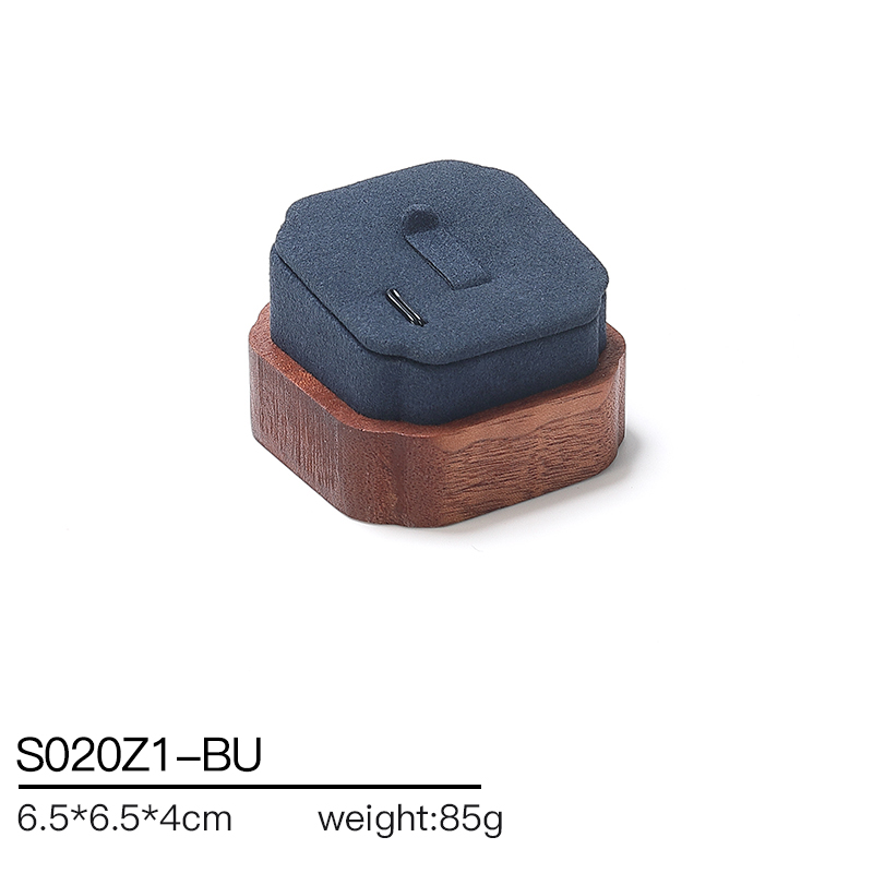 S020 Blue DIGU Luxury Wood with Microfiber Jewelry Stand Display Set