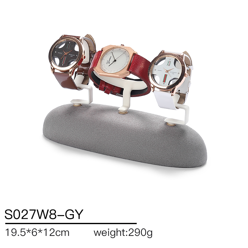 S027 Gray DIGU Handmade Microfiber Ring Bracelet Necklace Earring Holder Stand Jewelry Display Set