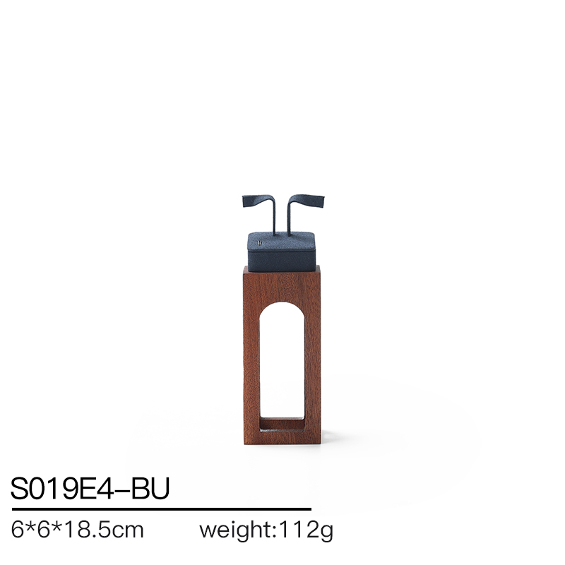 S019 Blue DIGU Handmade Customization Solid Wood Microfiber Jewelry Display Set