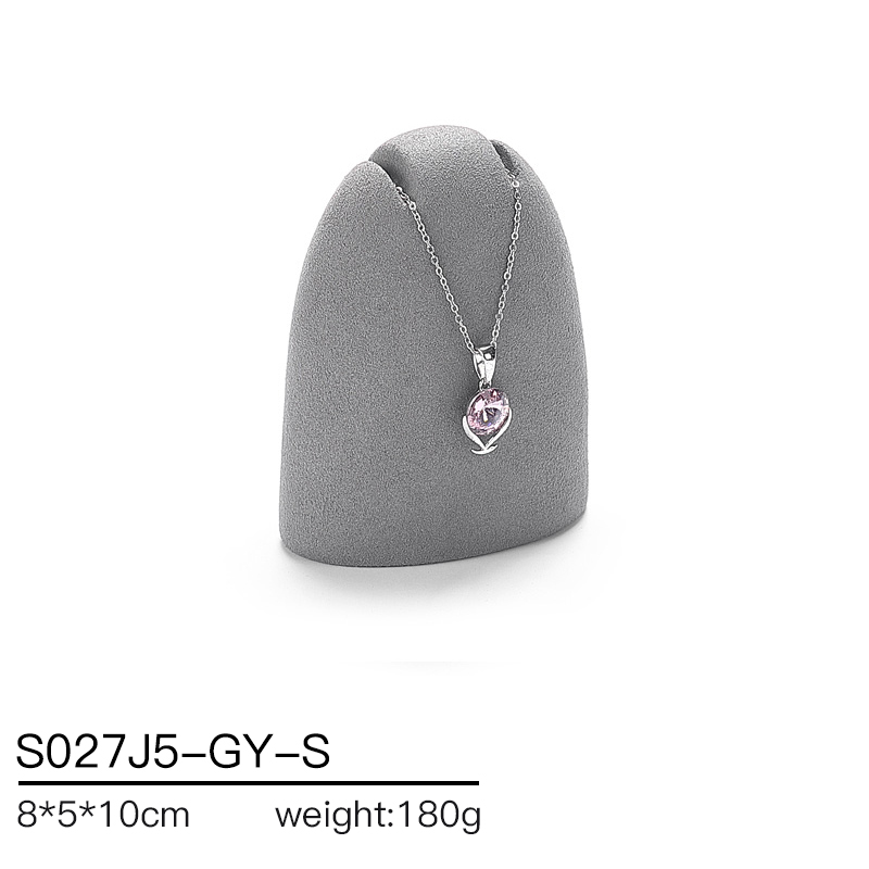 S027 Gray DIGU Handmade Microfiber Ring Bracelet Necklace Earring Holder Stand Jewelry Display Set