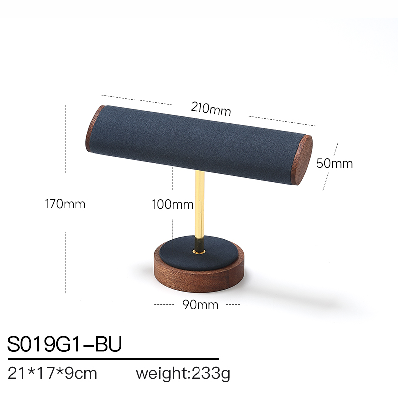 S019 Blue DIGU Handmade Customization Solid Wood Microfiber Jewelry Display Set