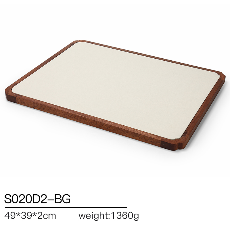 S020 Beige DIGU Wood MIcrofiber Earring Ring Necklace Jewelry Display Set