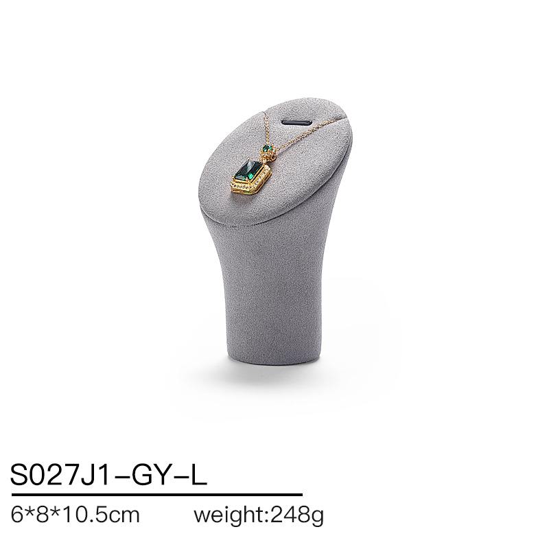 S027 Gray DIGU Handmade Microfiber Ring Bracelet Necklace Earring Holder Stand Jewelry Display Set
