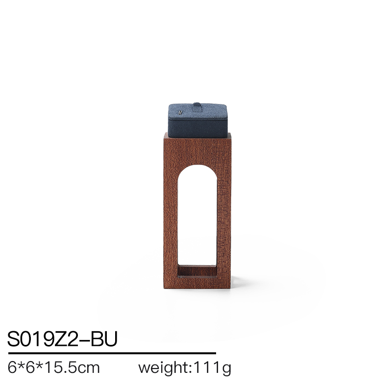 S019 Blue DIGU Handmade Customization Solid Wood Microfiber Jewelry Display Set