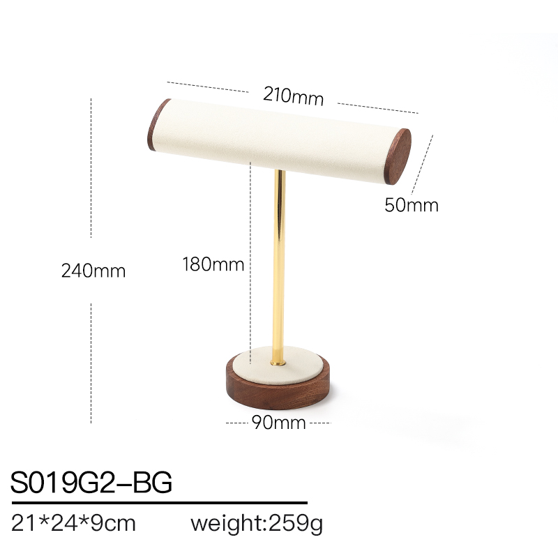 S019 Beige DIGU Handmade Microfiber Jewelry Display Set For Necklace Earring Bracelet Ring