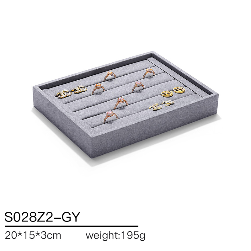 S028 Gray DIGU Custom Microfiber Jewelry Display Set for Ring Bracelet Necklace