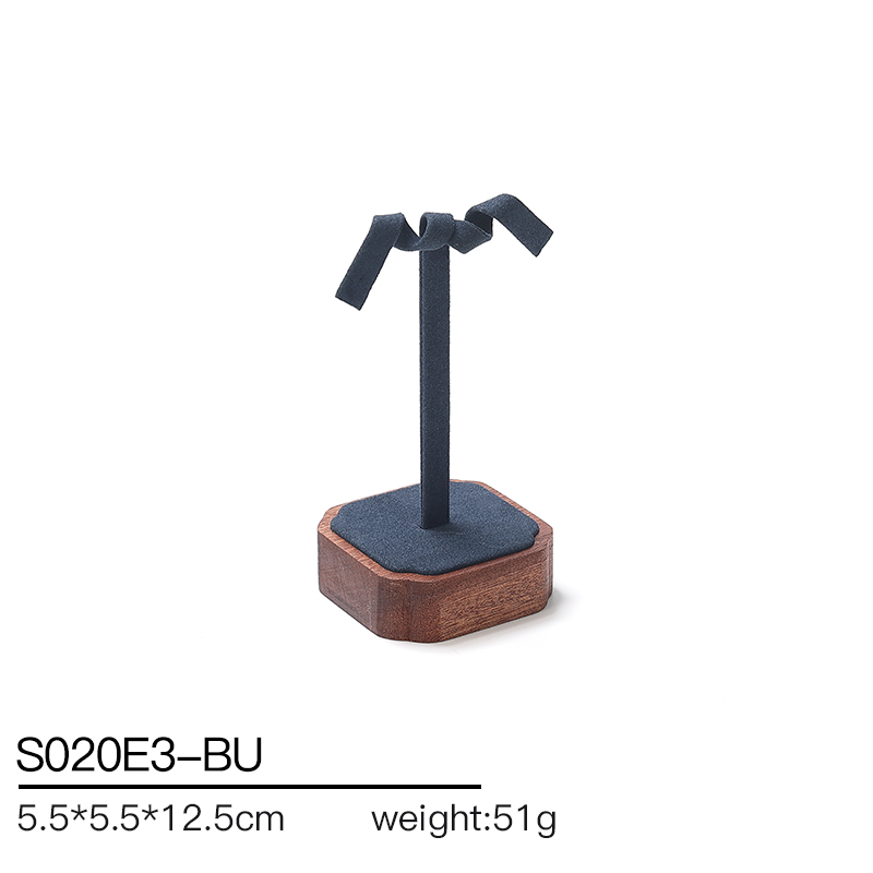 S020 Blue DIGU Luxury Wood with Microfiber Jewelry Stand Display Set