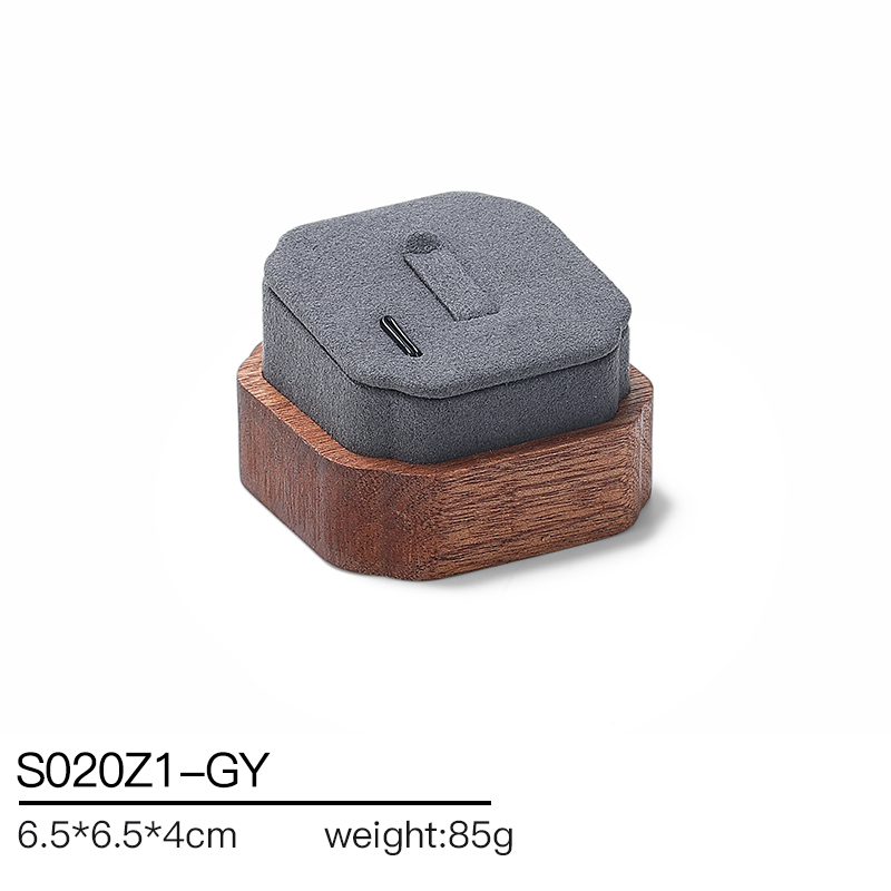 S020 Gray DIGU High Quality Solid Wood with Microfiber Bracelet Earring Necklace Jewelry Display Set