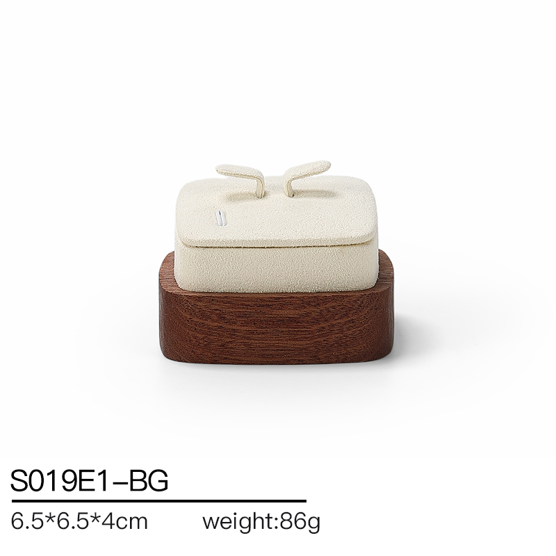 S019 Beige DIGU Handmade Microfiber Jewelry Display Set For Necklace Earring Bracelet Ring