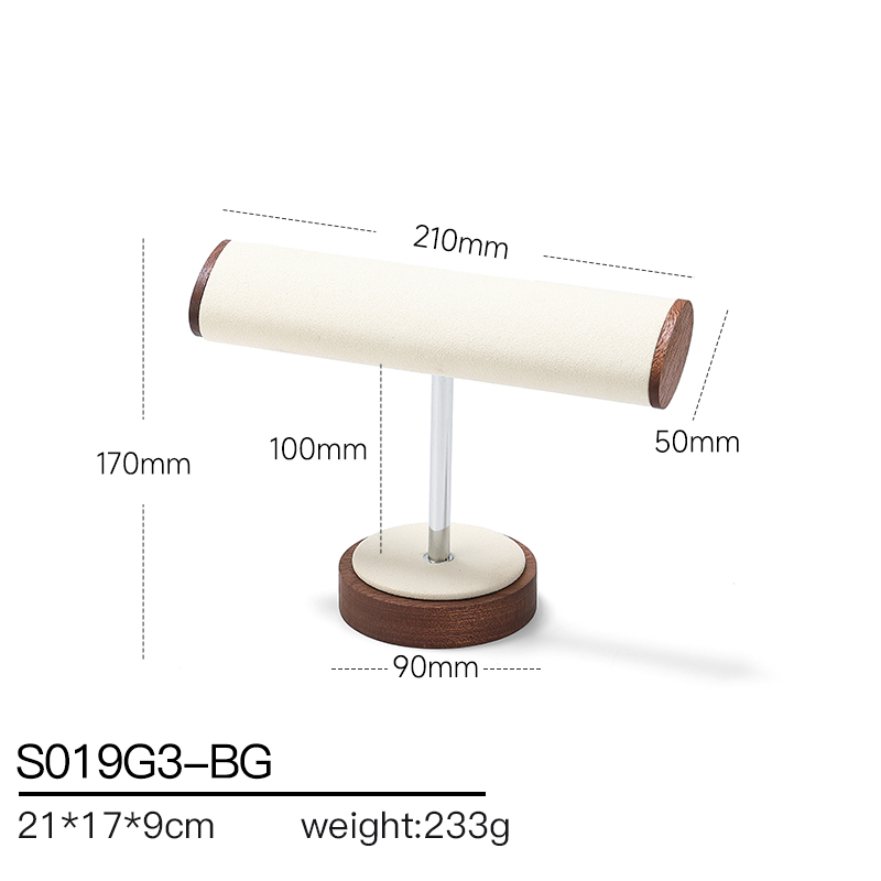 S019 Beige DIGU Handmade Microfiber Jewelry Display Set For Necklace Earring Bracelet Ring