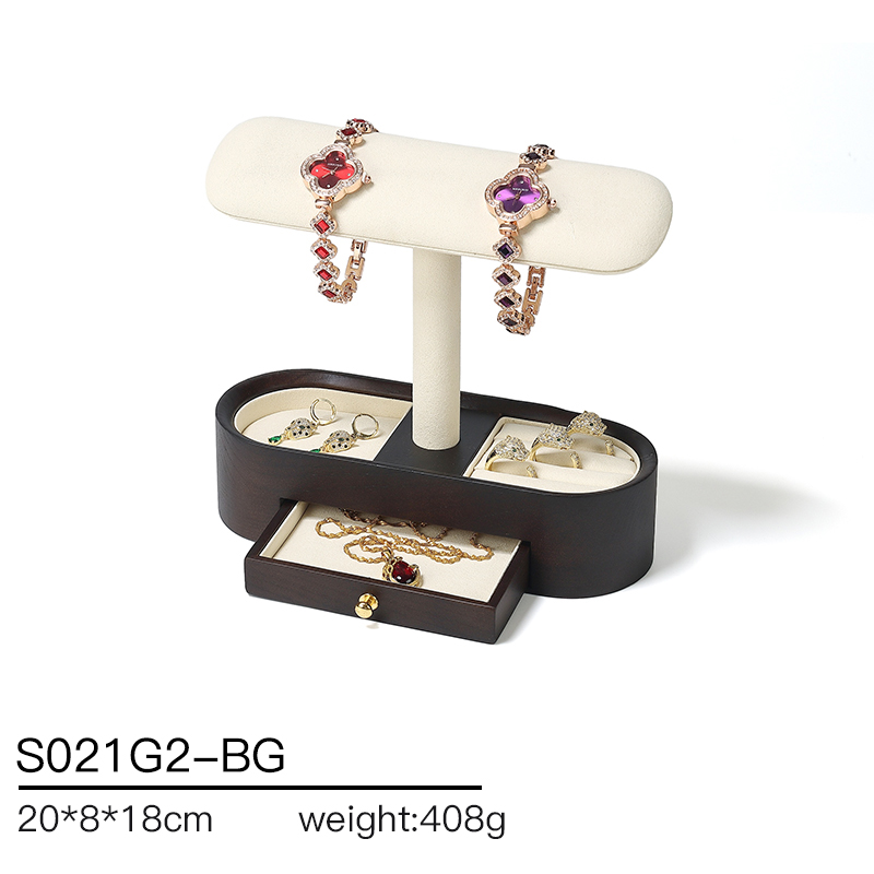 S021 DIGU Wholesale Solid Wooden and Microfiber Bangle Bracelet Watch Chain Jewelry DIsplay Rack