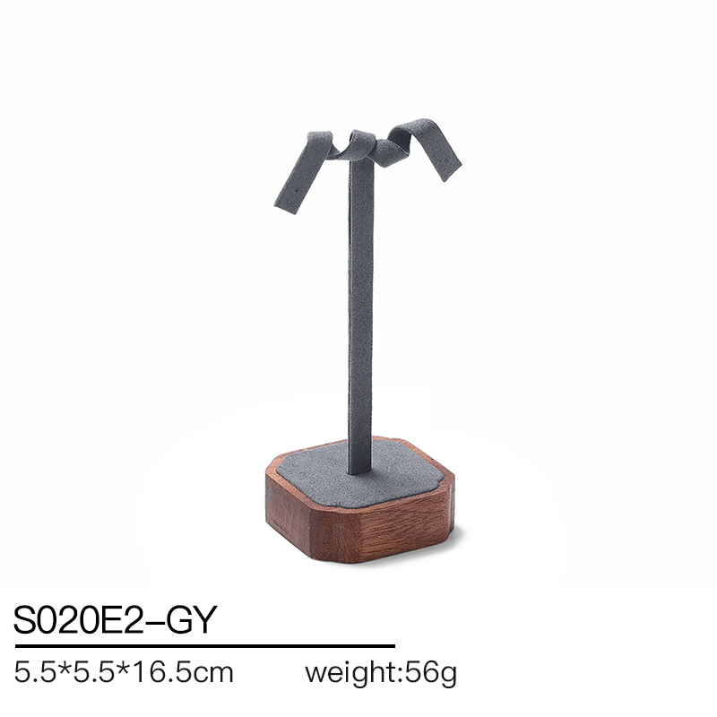 S020 Gray DIGU High Quality Solid Wood with Microfiber Bracelet Earring Necklace Jewelry Display Set