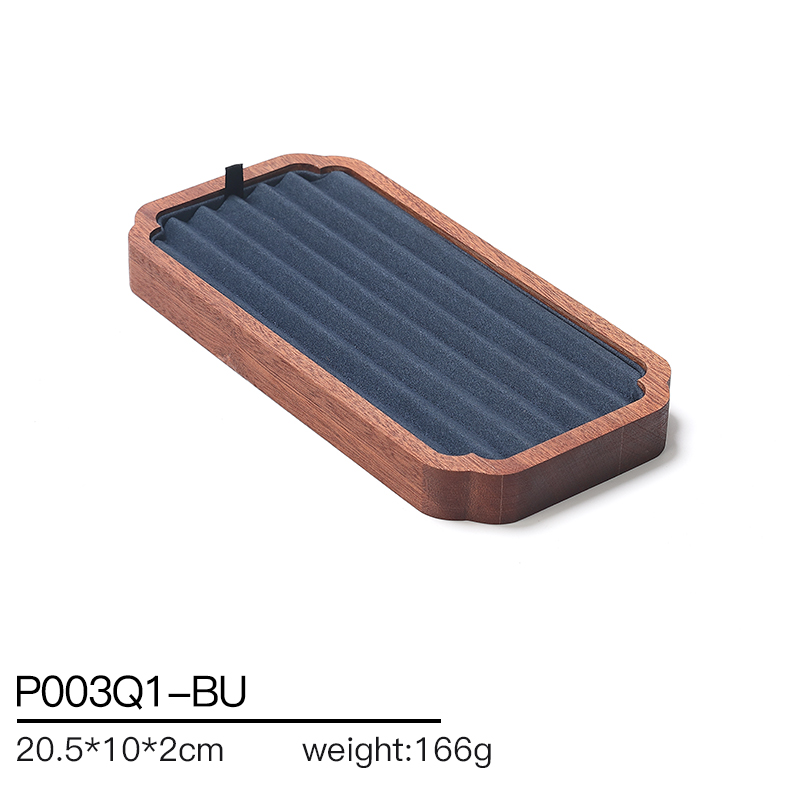 S020 Blue DIGU Luxury Wood with Microfiber Jewelry Stand Display Set