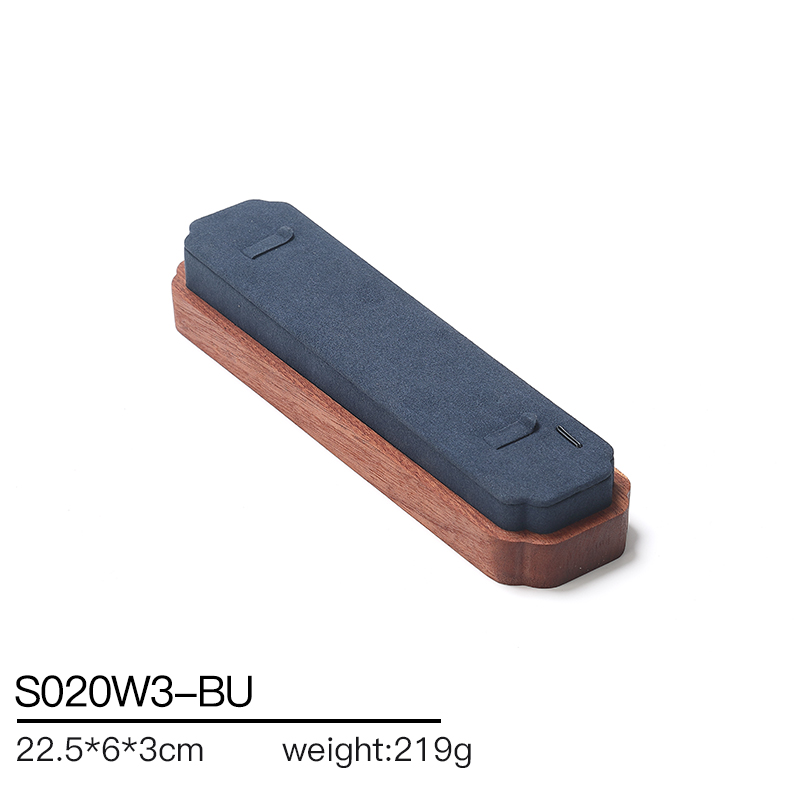 S020 Blue DIGU Luxury Wood with Microfiber Jewelry Stand Display Set