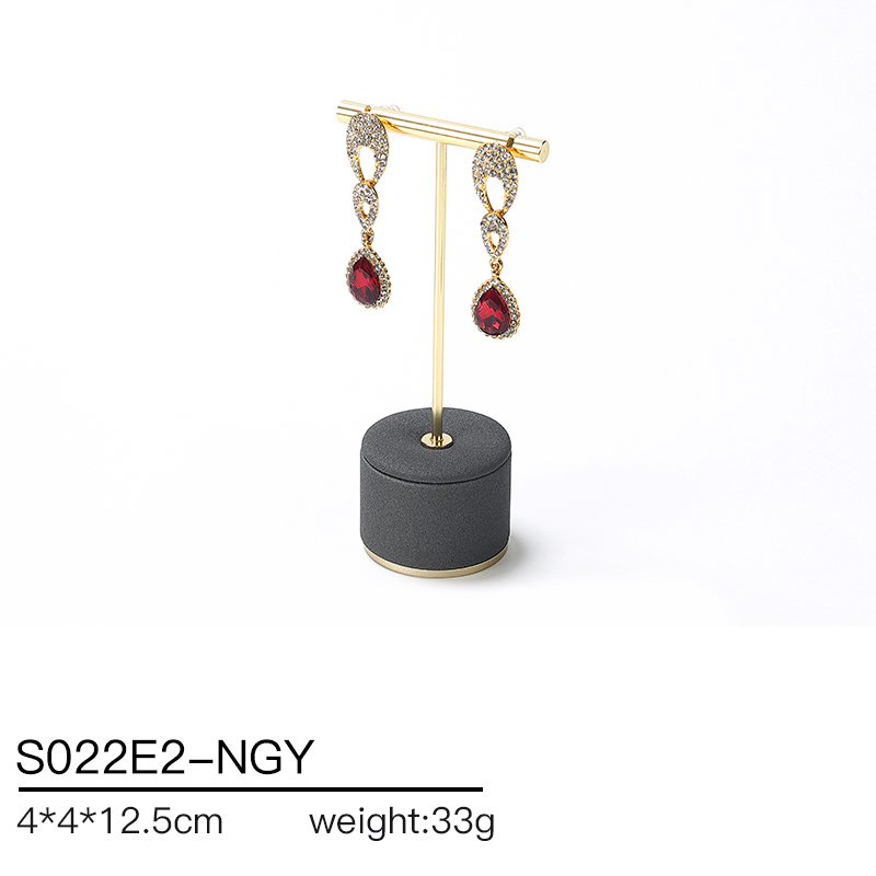 S022 Dark grey DIGU PU Leather Plastic with Metal Luxury Jewelry Display Set for Rings Earrings Necklace