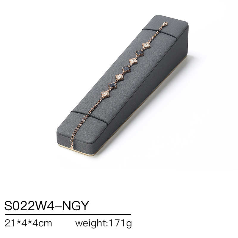 S022 Dark grey DIGU PU Leather Plastic with Metal Luxury Jewelry Display Set for Rings Earrings Necklace
