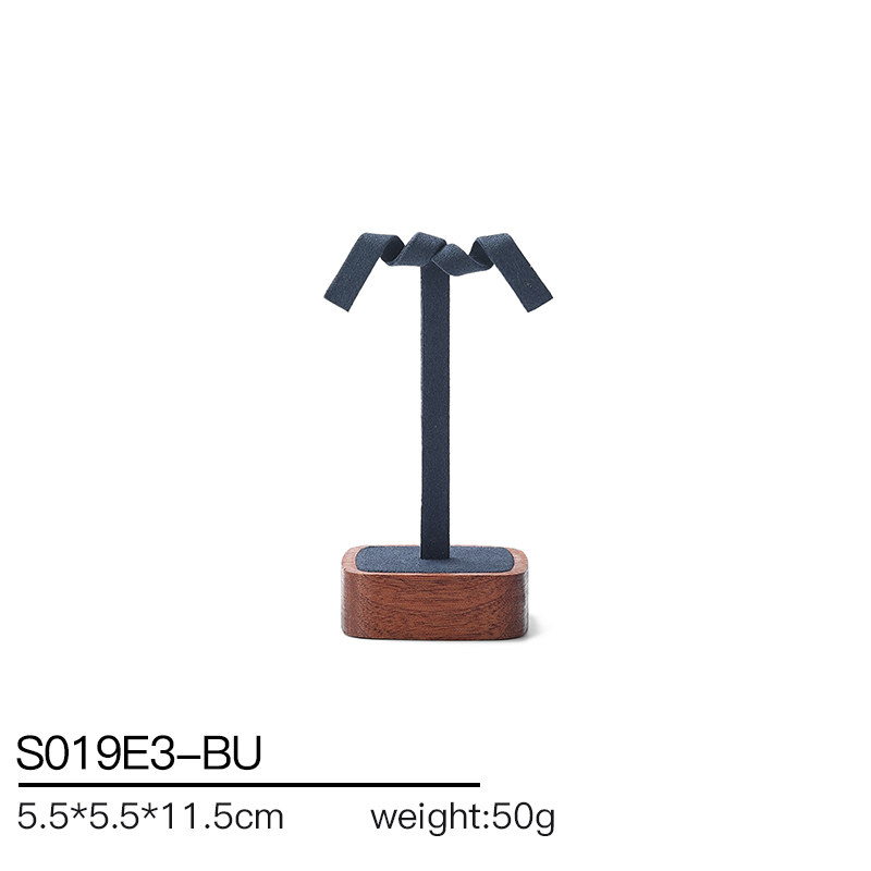 S019 Blue DIGU Handmade Customization Solid Wood Microfiber Jewelry Display Set