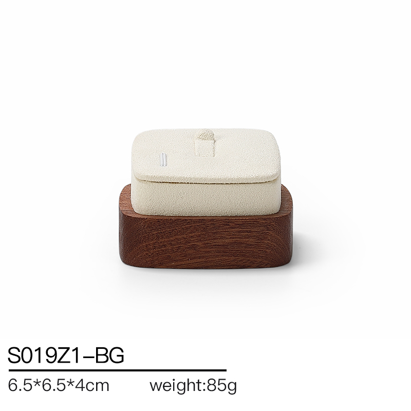 S019 Beige DIGU Handmade Microfiber Jewelry Display Set For Necklace Earring Bracelet Ring