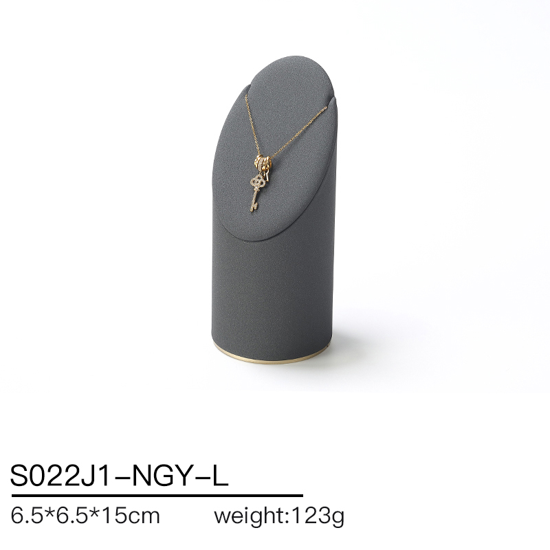 S022 Dark grey DIGU PU Leather Plastic with Metal Luxury Jewelry Display Set for Rings Earrings Necklace