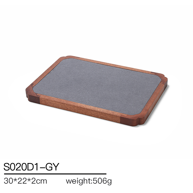 S020 Gray DIGU High Quality Solid Wood with Microfiber Bracelet Earring Necklace Jewelry Display Set