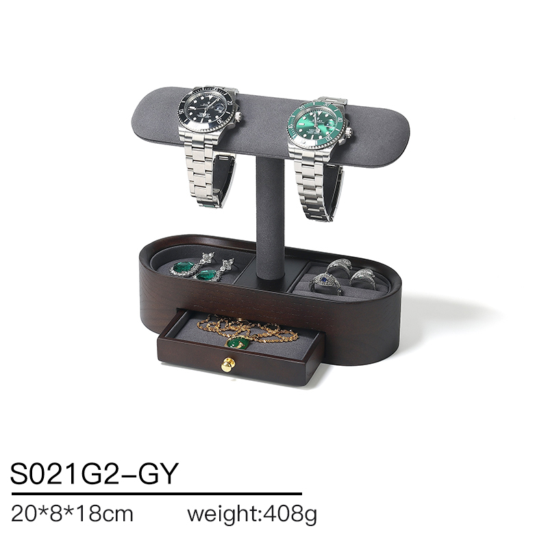 S021 DIGU Wholesale Solid Wooden and Microfiber Bangle Bracelet Watch Chain Jewelry DIsplay Rack