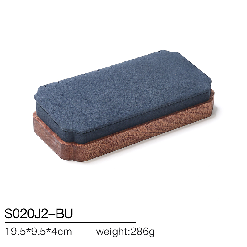 S020 Blue DIGU Luxury Wood with Microfiber Jewelry Stand Display Set