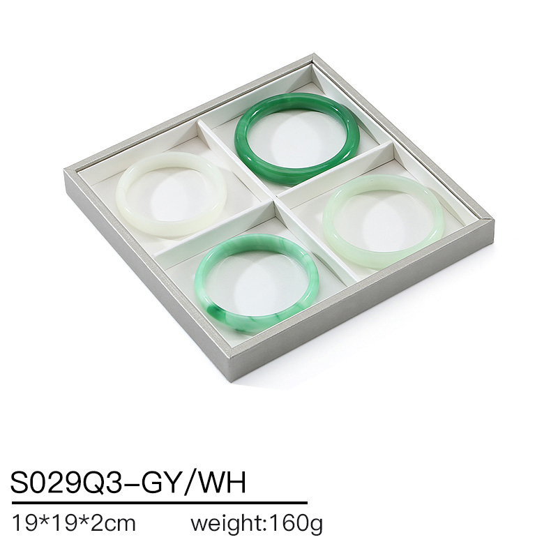 S029 DIGU PU Leather Ring Bracelet Chain Jewelry Display Stand Set