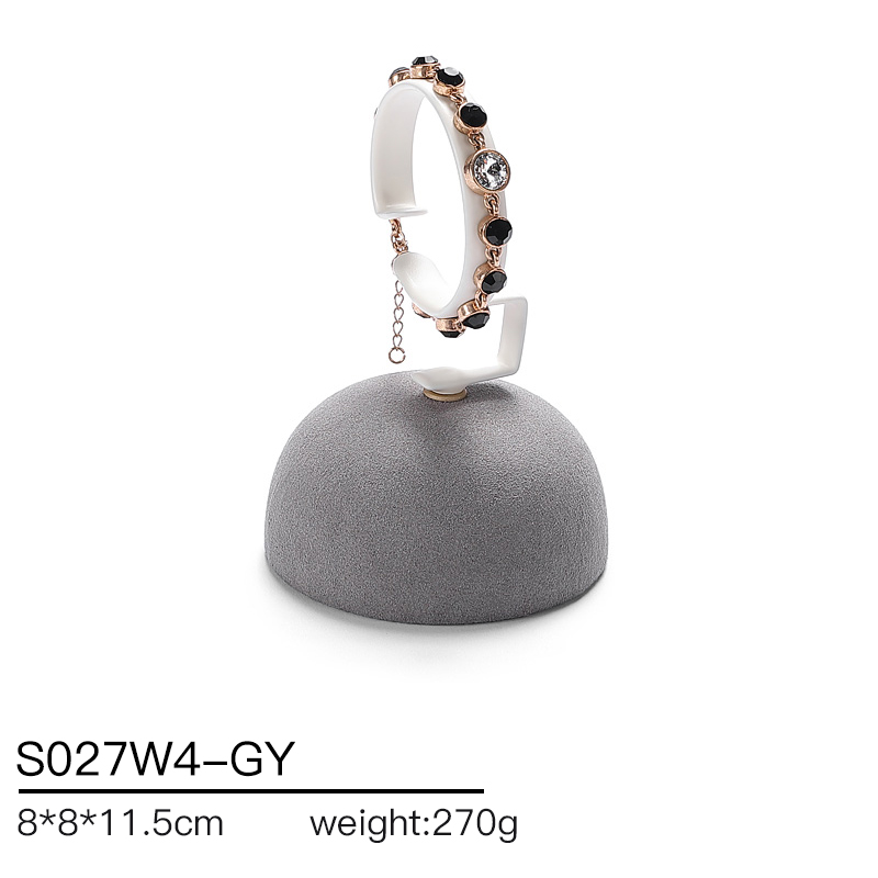 S027 Gray DIGU Handmade Microfiber Ring Bracelet Necklace Earring Holder Stand Jewelry Display Set