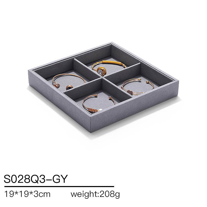 S028 Gray DIGU Custom Microfiber Jewelry Display Set for Ring Bracelet Necklace