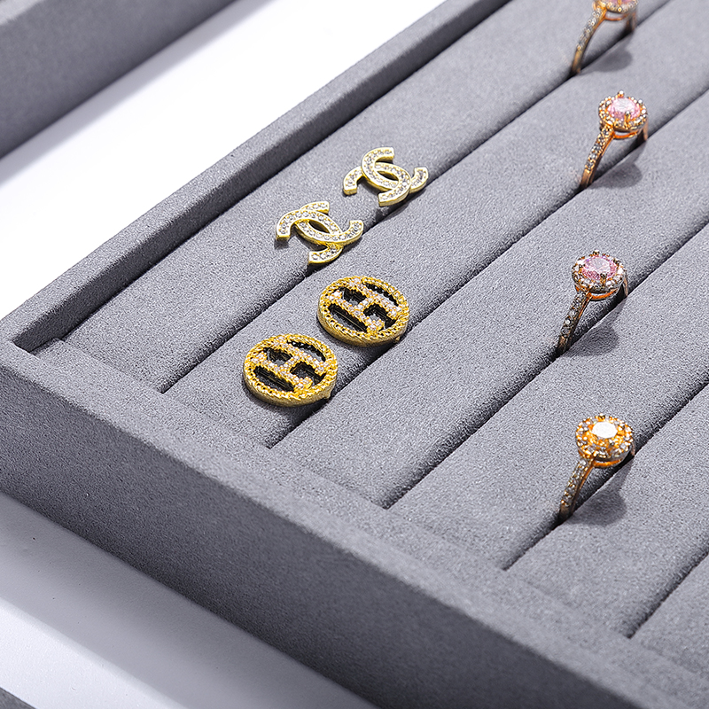 S028 Gray DIGU Custom Microfiber Jewelry Display Set for Ring Bracelet Necklace