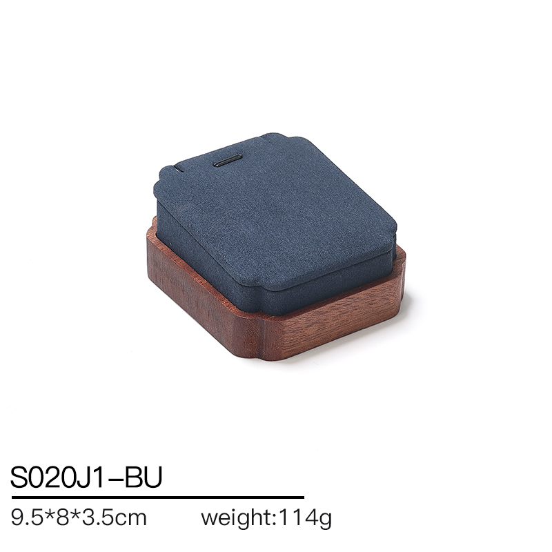 S020 Blue DIGU Luxury Wood with Microfiber Jewelry Stand Display Set