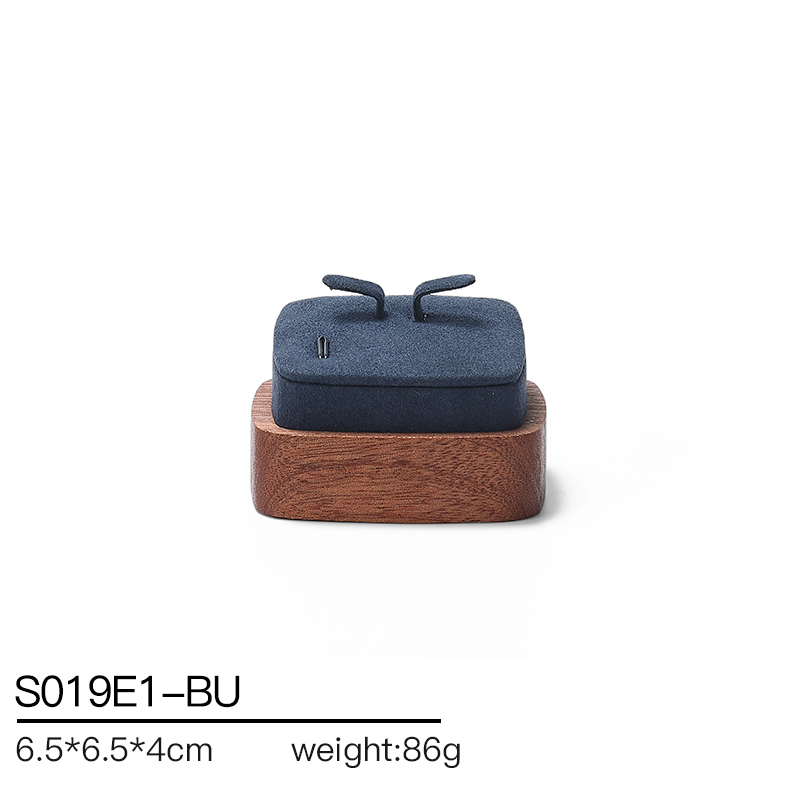S019 Blue DIGU Handmade Customization Solid Wood Microfiber Jewelry Display Set