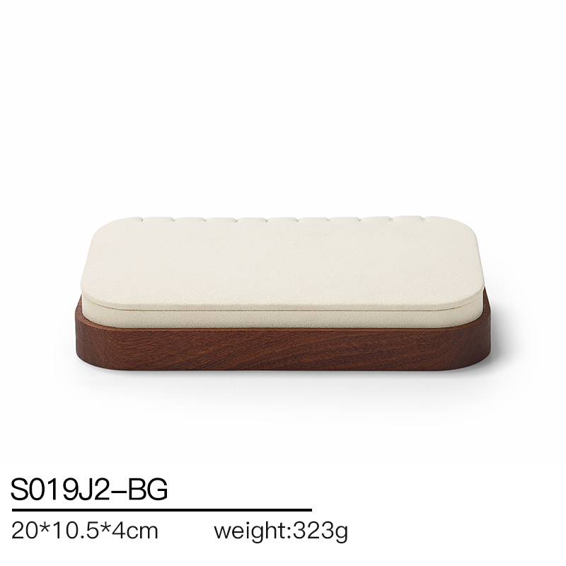 S019 Beige DIGU Handmade Microfiber Jewelry Display Set For Necklace Earring Bracelet Ring