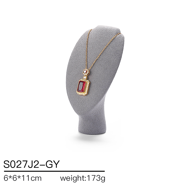 S027 Gray DIGU Handmade Microfiber Ring Bracelet Necklace Earring Holder Stand Jewelry Display Set