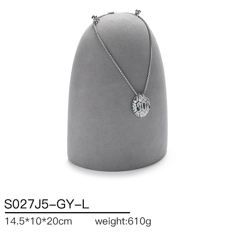 S027 Gray DIGU Handmade Microfiber Ring Bracelet Necklace Earring Holder Stand Jewelry Display Set