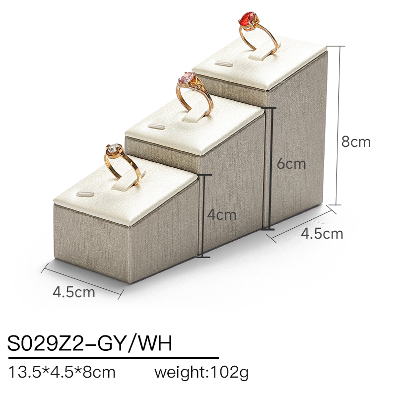 S029 DIGU PU Leather Ring Bracelet Chain Jewelry Display Stand Set