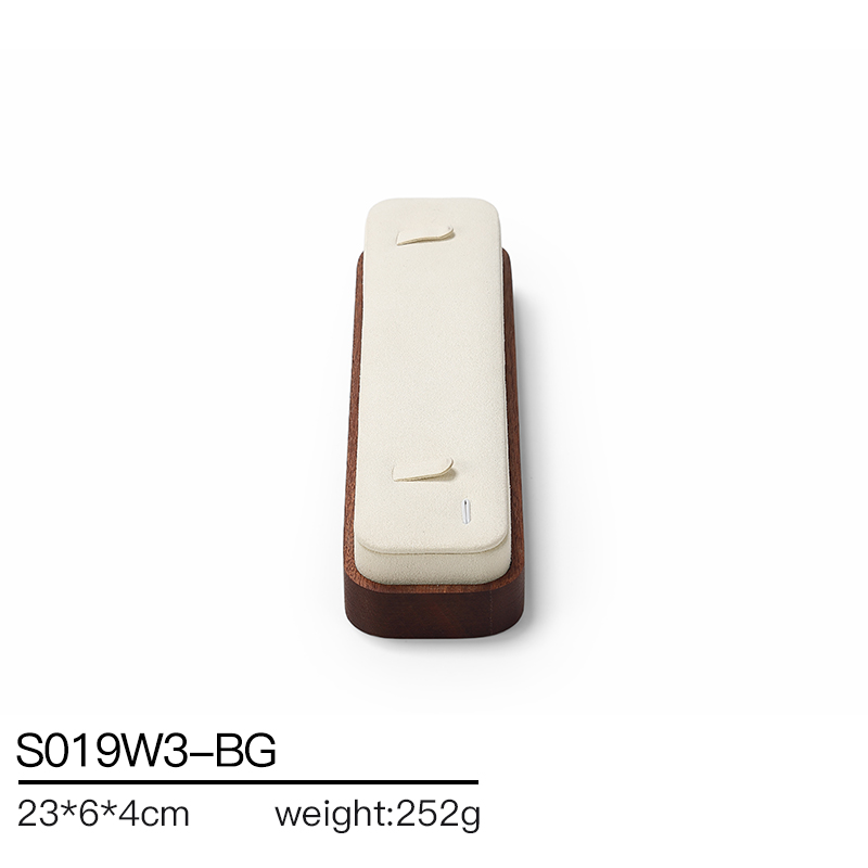 S019 Beige DIGU Handmade Microfiber Jewelry Display Set For Necklace Earring Bracelet Ring