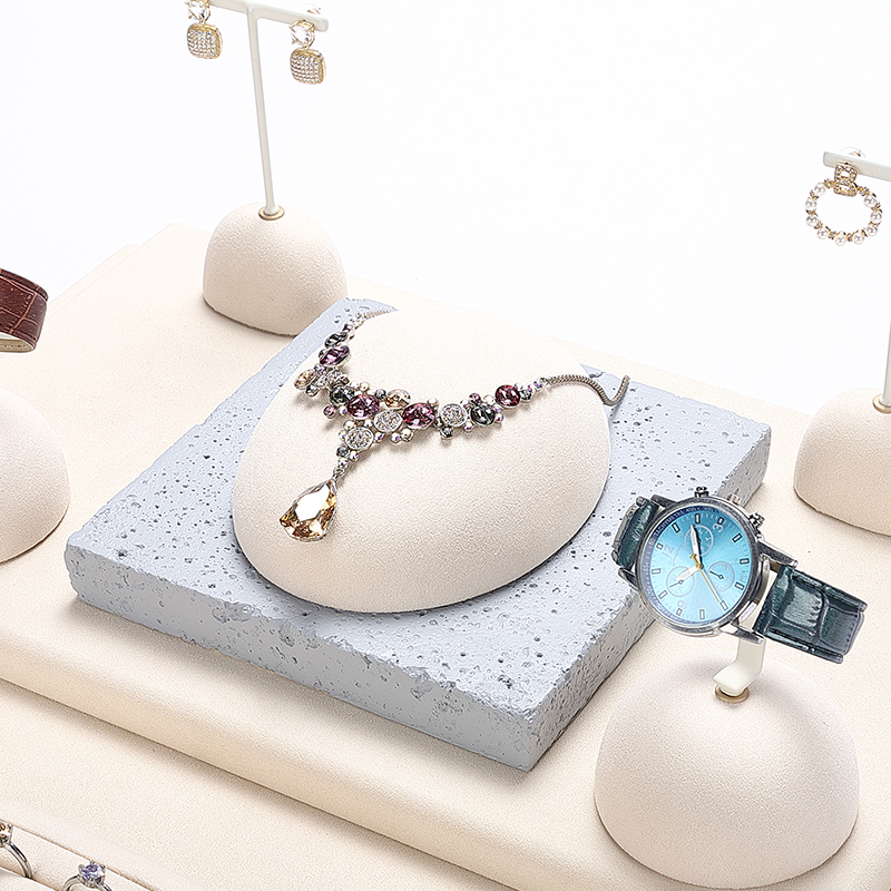 S027 Beige DIGU Luxury Microfiber Jewelry Display Set