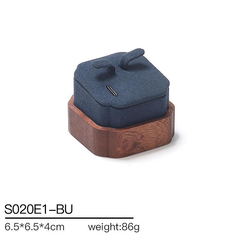S020 Blue DIGU Luxury Wood with Microfiber Jewelry Stand Display Set