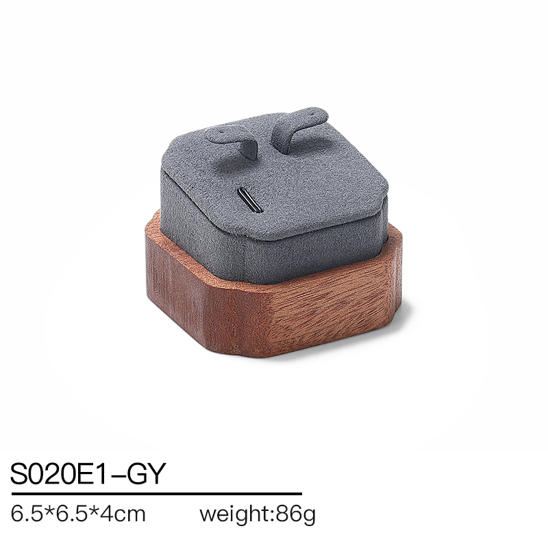 S020 Gray DIGU High Quality Solid Wood with Microfiber Bracelet Earring Necklace Jewelry Display Set