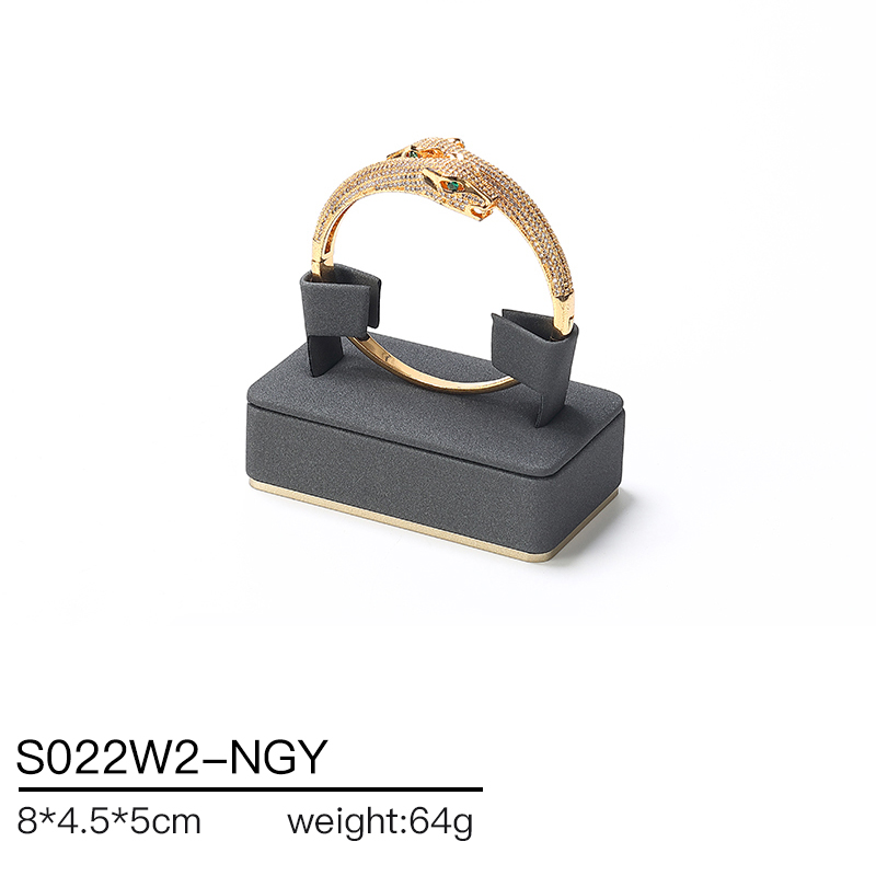 S022 Dark grey DIGU PU Leather Plastic with Metal Luxury Jewelry Display Set for Rings Earrings Necklace