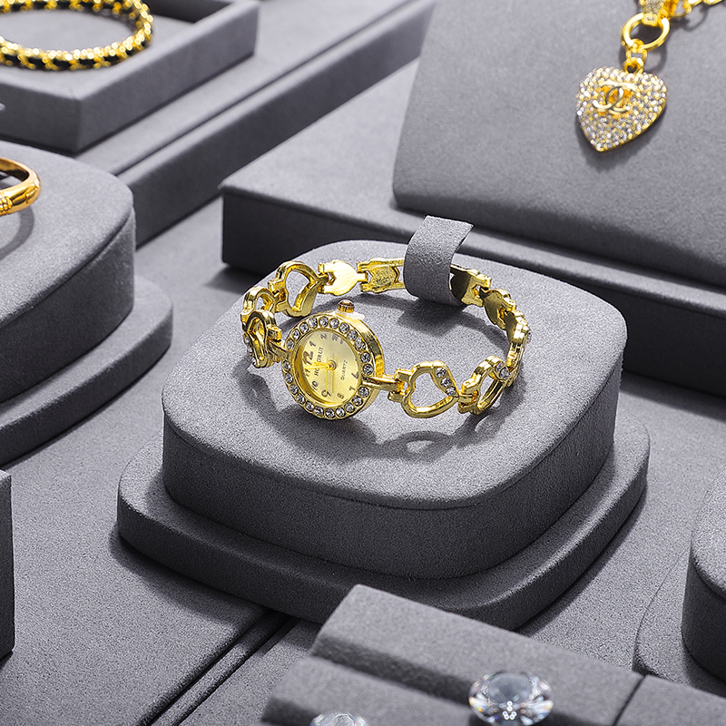 S028 Gray DIGU Custom Microfiber Jewelry Display Set for Ring Bracelet Necklace