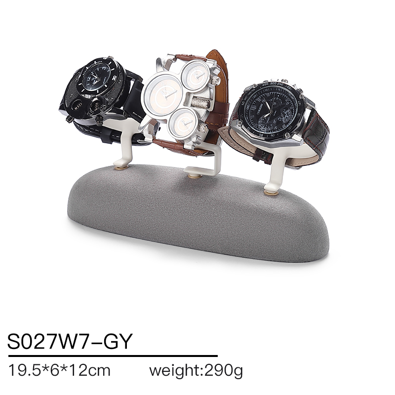 S027 Gray DIGU Handmade Microfiber Ring Bracelet Necklace Earring Holder Stand Jewelry Display Set