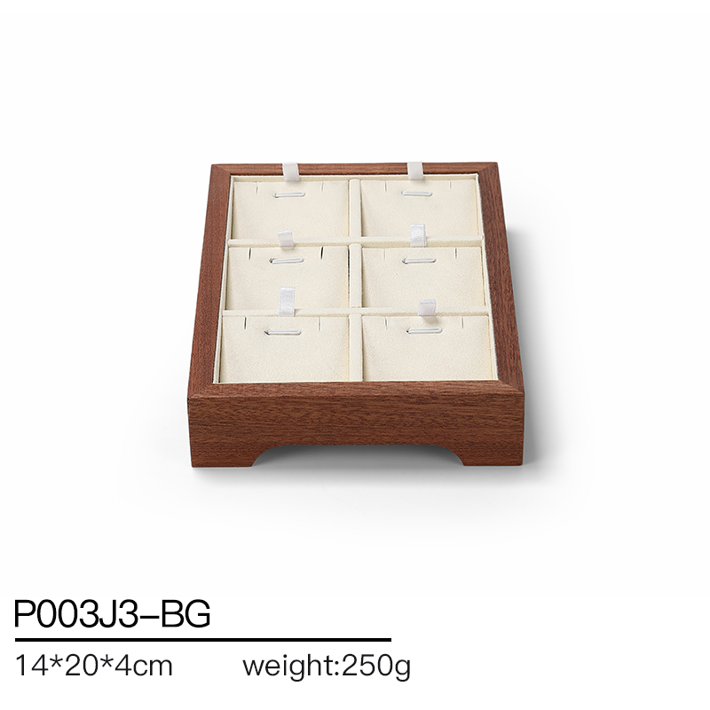 S019 Beige DIGU Handmade Microfiber Jewelry Display Set For Necklace Earring Bracelet Ring