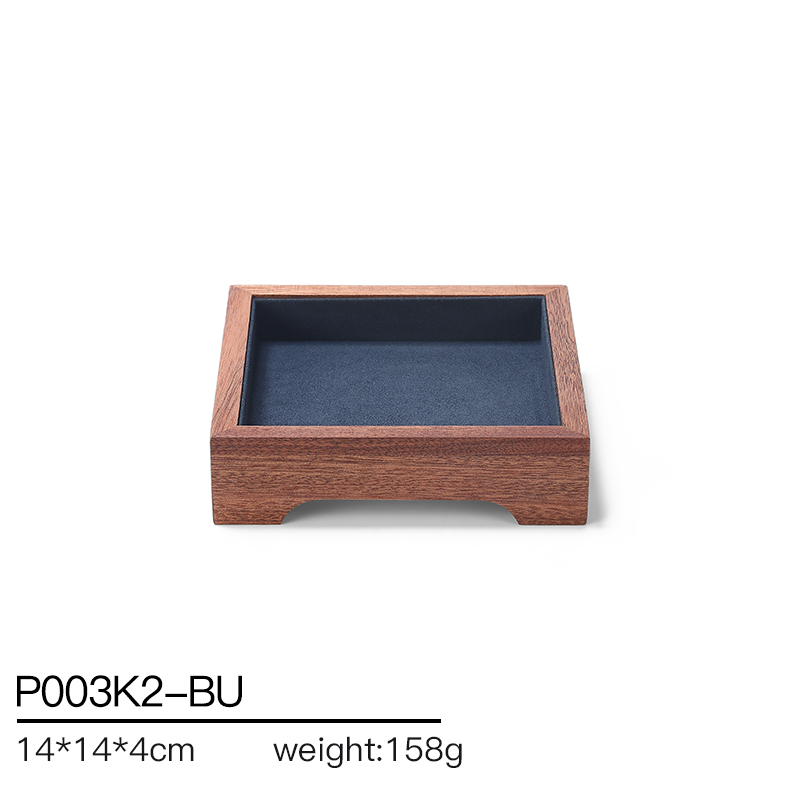 S019 Blue DIGU Handmade Customization Solid Wood Microfiber Jewelry Display Set