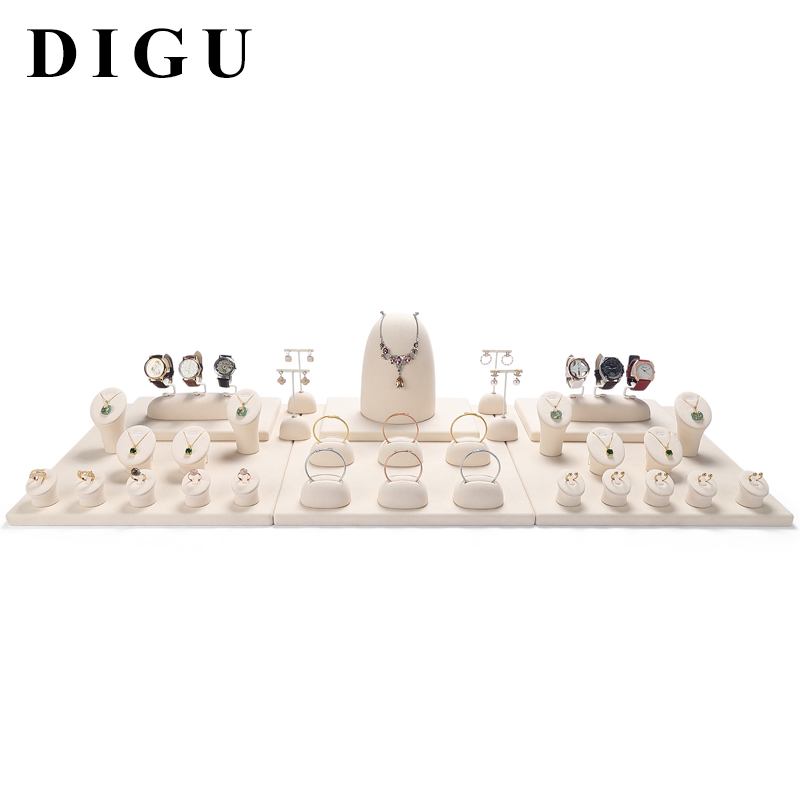 S027 Beige DIGU Luxury Microfiber Jewelry Display Set