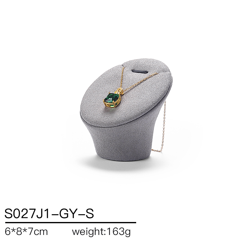 S027 Gray DIGU Handmade Microfiber Ring Bracelet Necklace Earring Holder Stand Jewelry Display Set