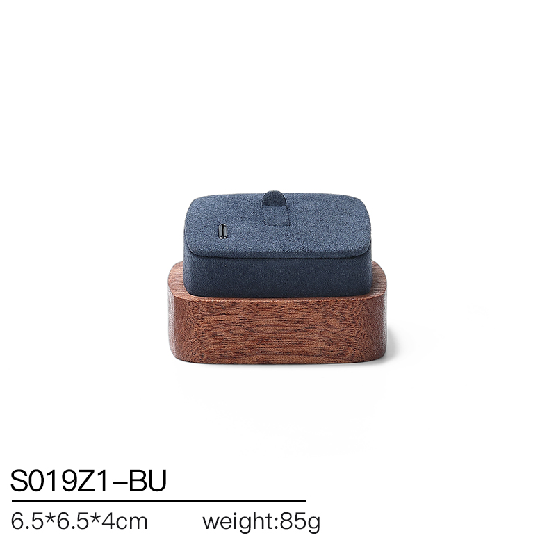 S019 Blue DIGU Handmade Customization Solid Wood Microfiber Jewelry Display Set