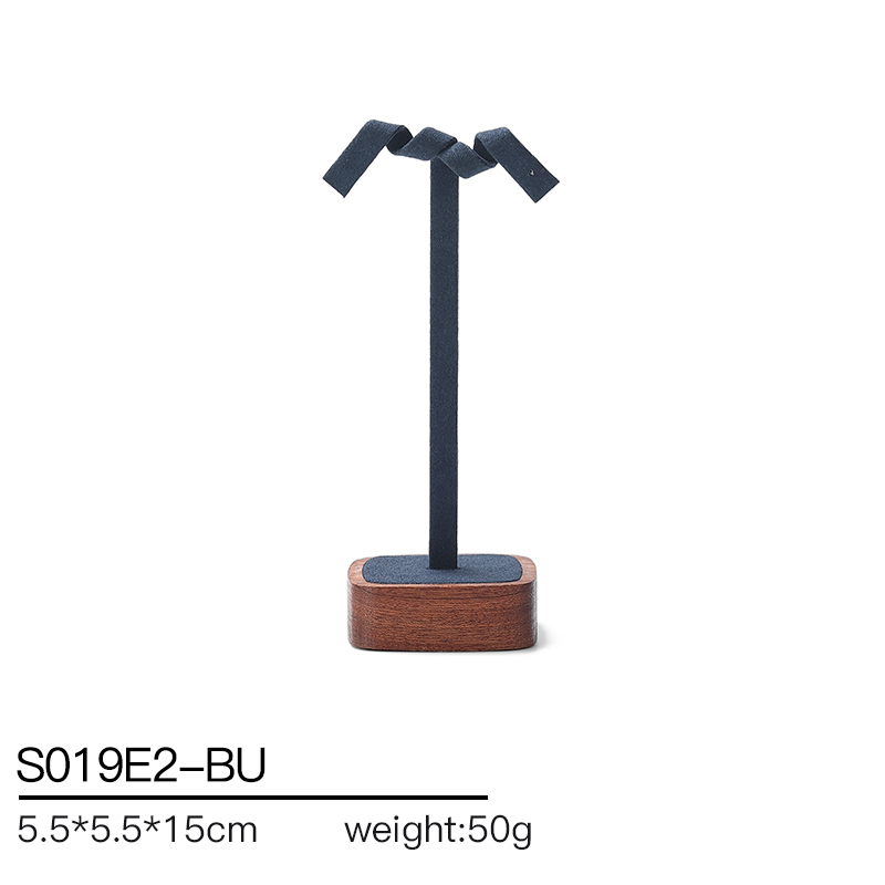 S019 Blue DIGU Handmade Customization Solid Wood Microfiber Jewelry Display Set