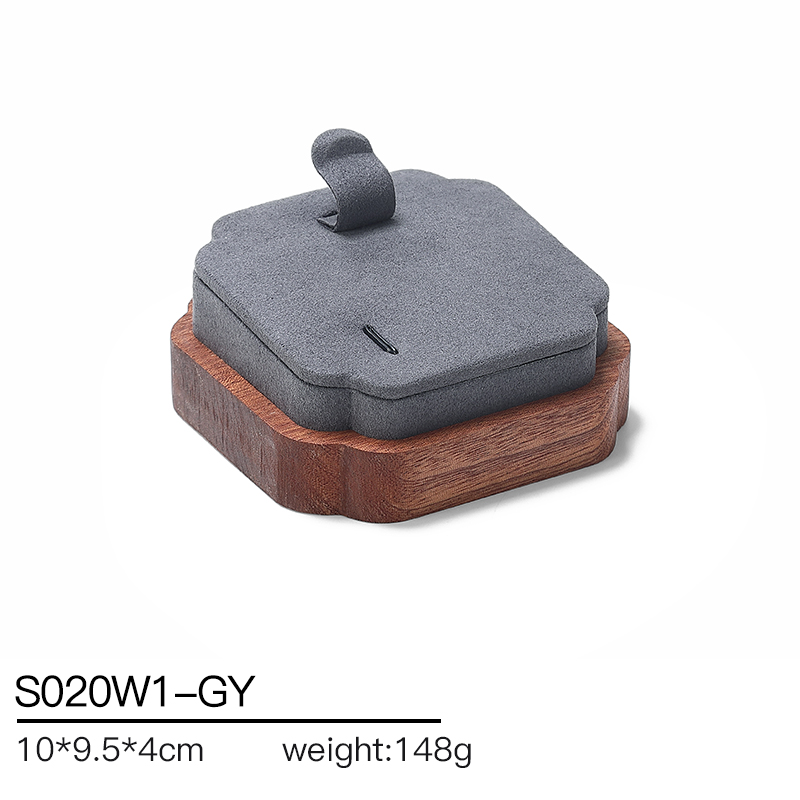 S020 Gray DIGU High Quality Solid Wood with Microfiber Bracelet Earring Necklace Jewelry Display Set
